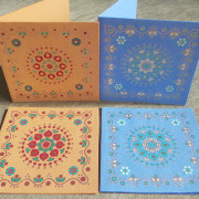 Round Flower Blue and Orange Tags